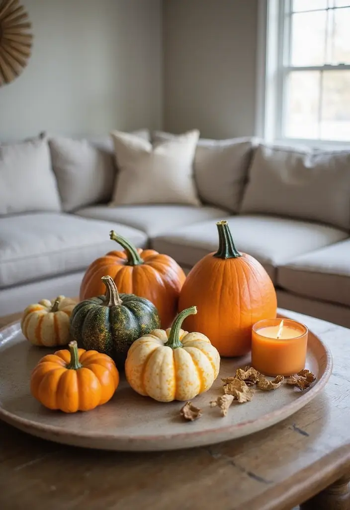 15 Cozy Fall Decor Ideas for Your Living Room That Will Make You Want to Snuggle Up! - 7. Pumpkin Accents