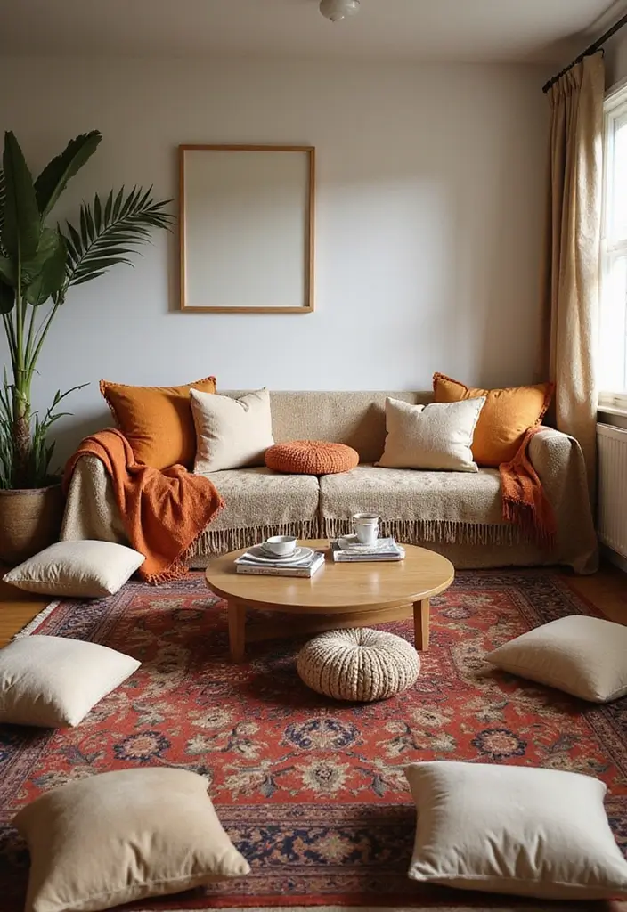 15 Cozy Fall Decor Ideas for Your Living Room That Will Make You Want to Snuggle Up! - 8. Comfortable Floor Seating