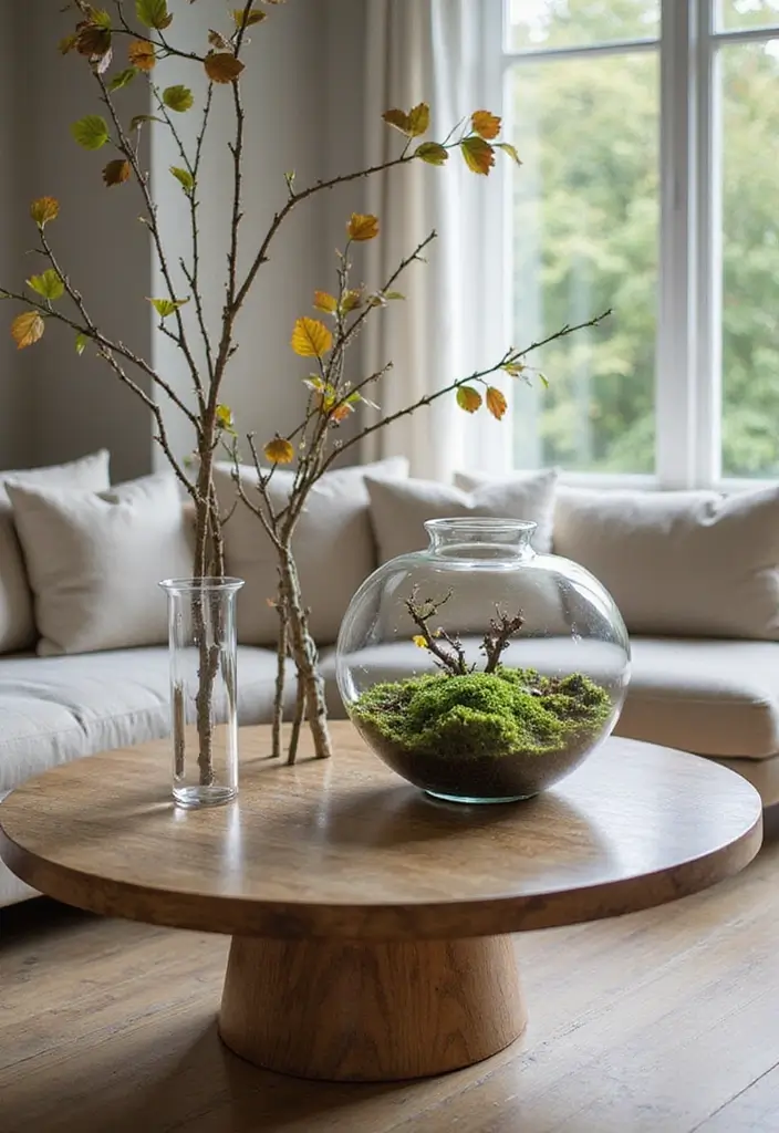 15 Cozy Fall Decor Ideas for Your Living Room That Will Make You Want to Snuggle Up! - 4. Nature-Inspired Accents