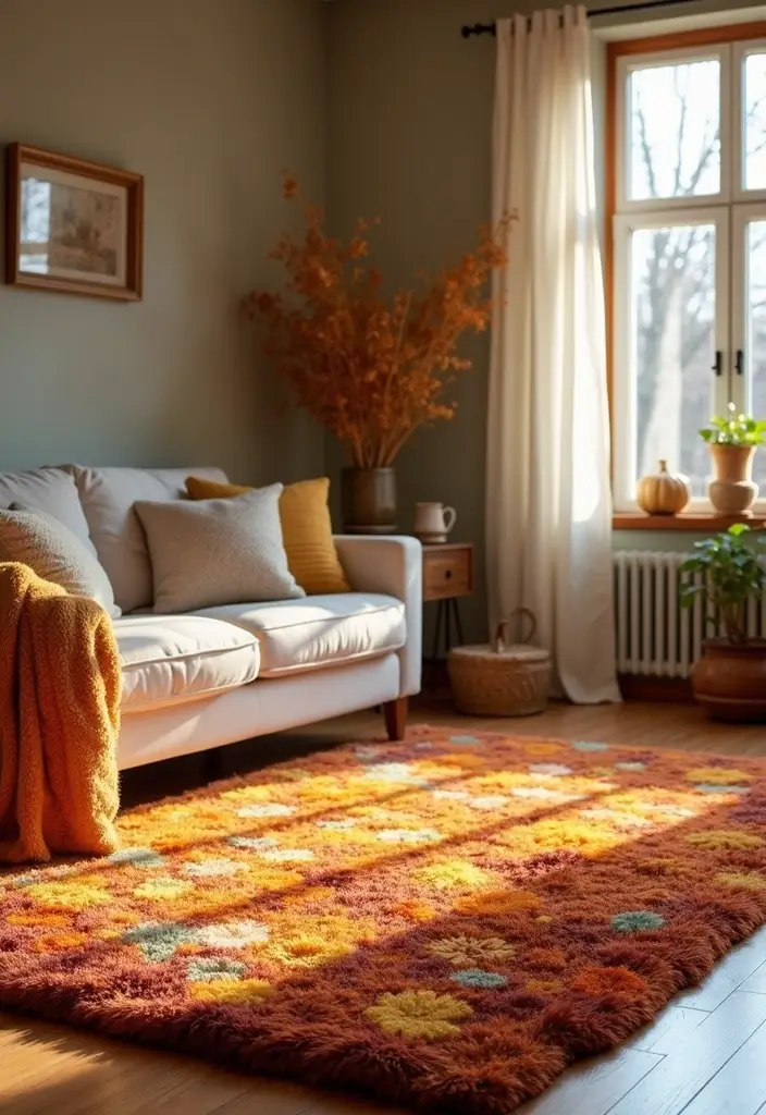 15 Cozy Fall Decor Ideas for Your Living Room That Will Make You Want to Snuggle Up! - 14. Soft Flooring