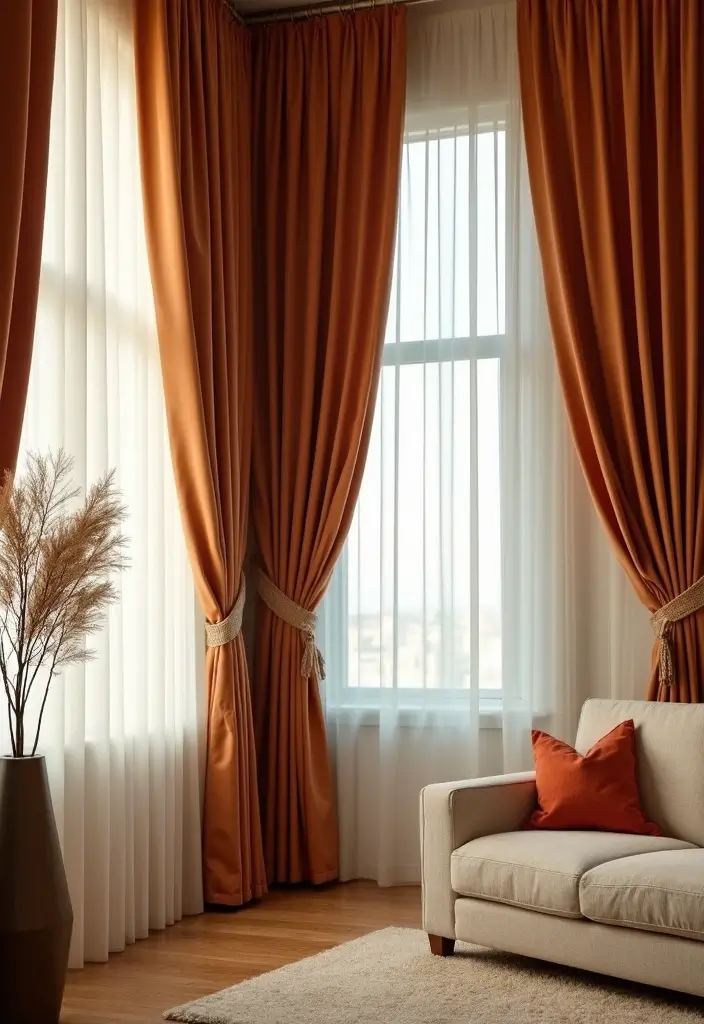 15 Cozy Fall Decor Ideas for Your Living Room That Will Make You Want to Snuggle Up! - 10. Layered Curtains